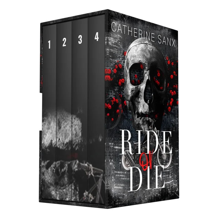 Four-book box set mockup with the spines on the left and the cover facing right