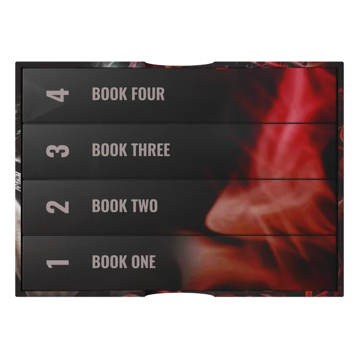 Four-book box set mockup seen spines on