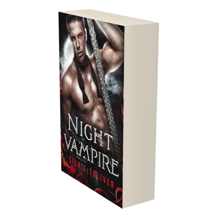 Thick single paperback mockup turned to show the page block